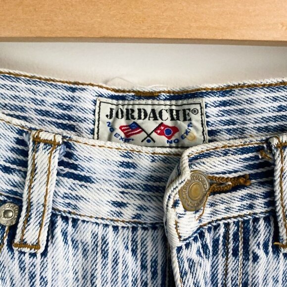 Vintage Jordache Denim Striped High Waist Bermuda Shorts 24"W - Picture 4 of 7